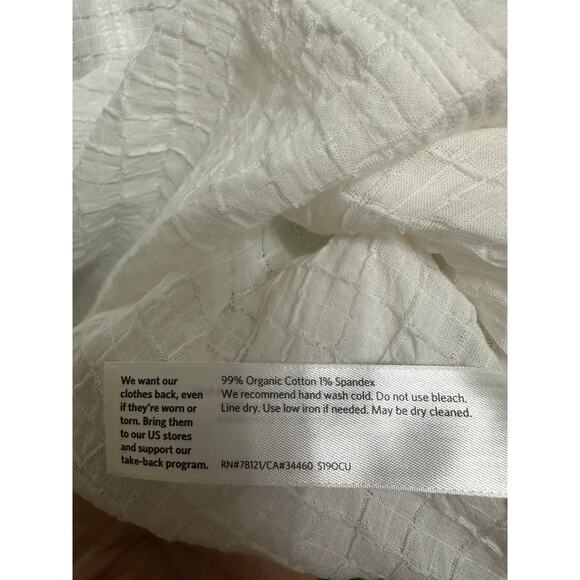 Eileen Fisher White Textured Grid Split Neck Tunic Top Size Small - Picture 3 of 5